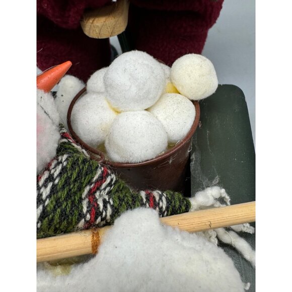 Christmas snowmen plush figurines bike wood wagon snowball fight shovel 13" READ - Picture 6 of 8